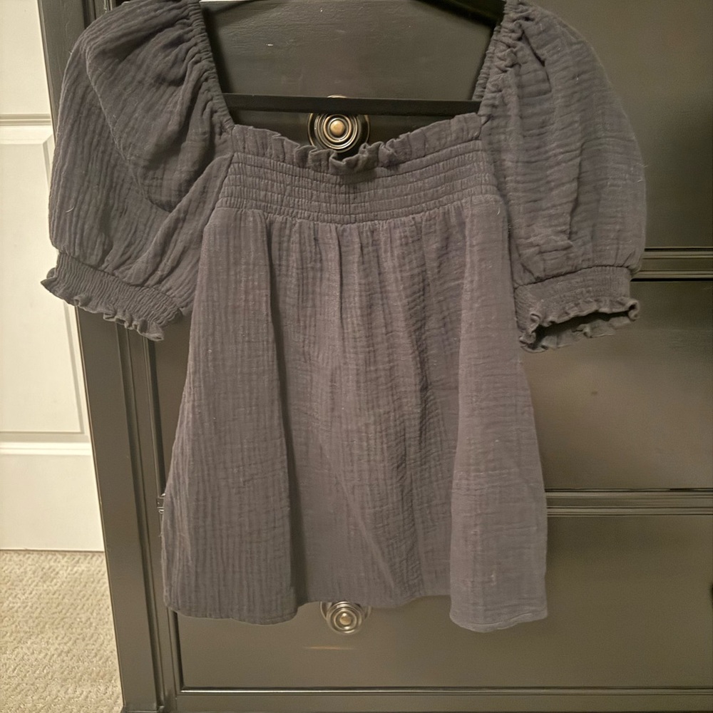 J. Crew black Puff Sleeve Blouse small